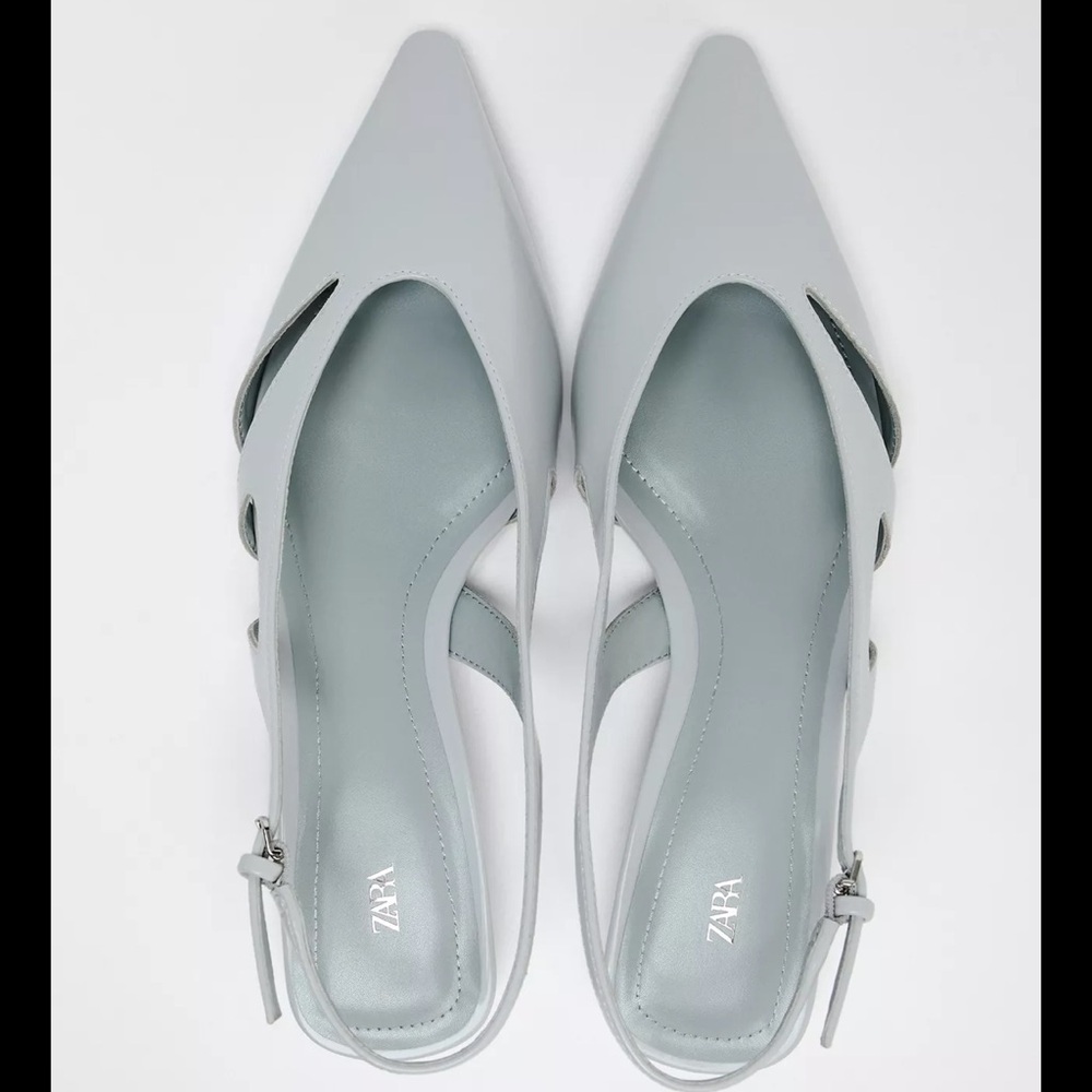 Zara Women's Gray Slingback Flats - Picture 8 of 9